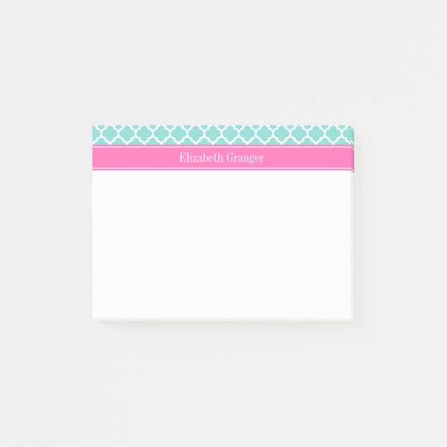 Post-it® Turquoise Wht Moroccan #5 Hot Pink2 Nom Monogram (Devant)