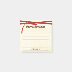 Post-it® Typographie de tartan de Joyeux Noël - rayée