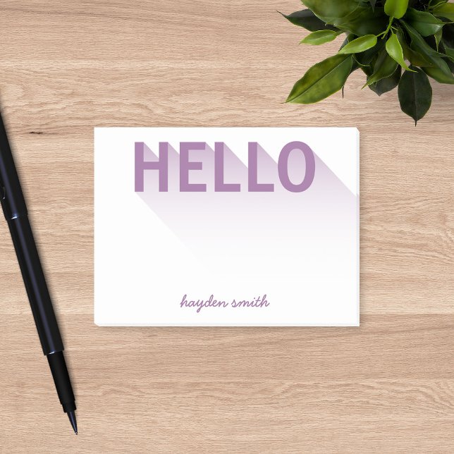 Post-it® Typographie moderne Purple Hello (Créateur téléchargé)