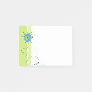 Post-it® Typographie moderne simple à fleurs verte