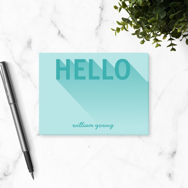 Post-it® Typographie moderne Turquoise Hello (Créateur téléchargé)