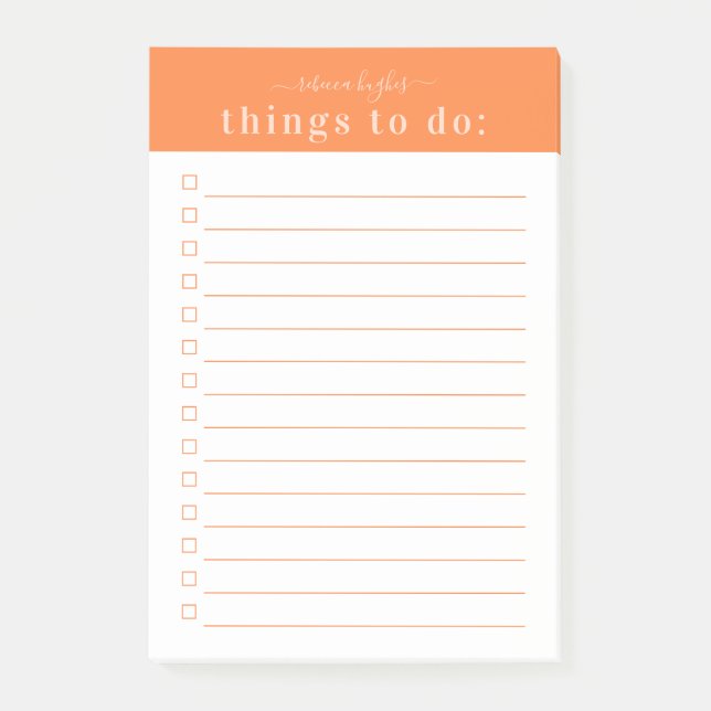 Post-it® Typographie rétro minimale | Monogramme orange (Devant)