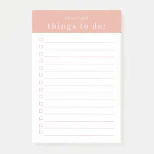 Post-it® Typographie rétro minimale Monogramme rose