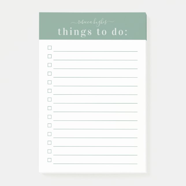 Post-it® Typographie rétro minimale | Monogramme vert (Devant)