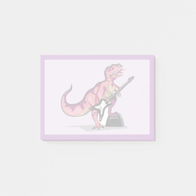 Post-it® Tyrannosaurus Rex Jouant La Guitare. (Devant)