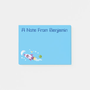 Post-it® Un adorable vaisseau-fusée dans l'espace dessin an