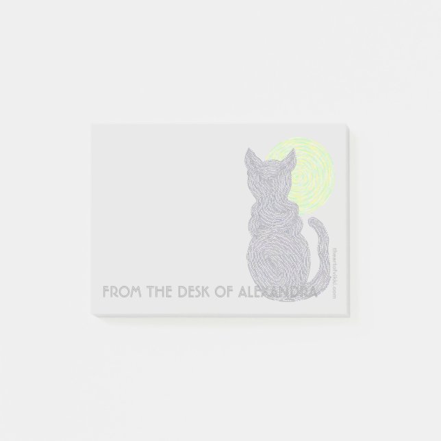 Post-it® Un chat noir et une lune du bureau de (Devant)