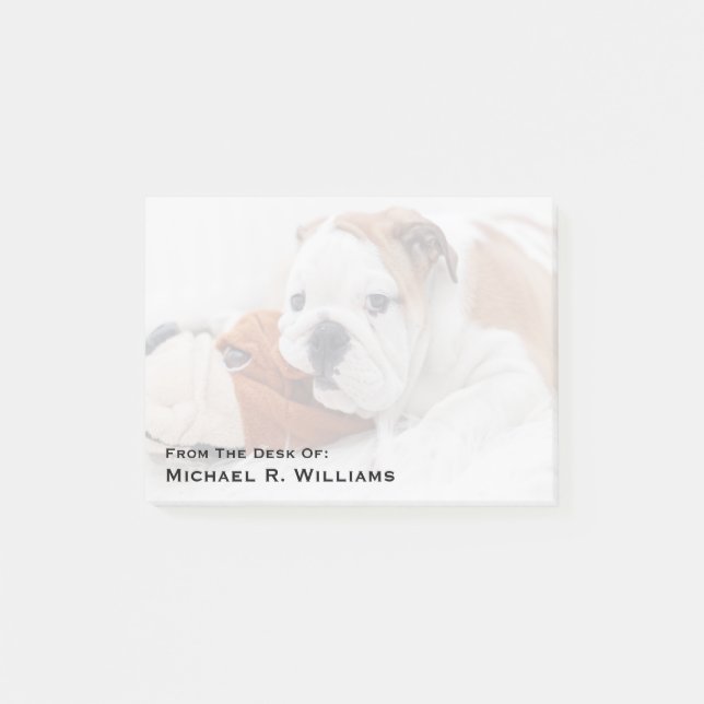 Post-it® Un Chiot De Bulldog Anglais Jouant Avec Un Bulldog (Devant)