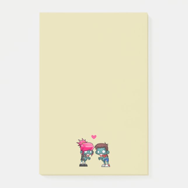 Post-it® Un mignon couple Zombie en amour Illustration (Devant)