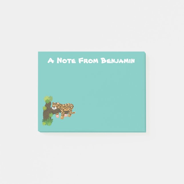 Post-it® Un mignon léopard dormant dans un arbre dessin ani (Devant)
