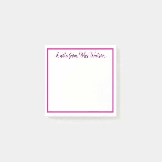 Post-it® une note d'ajouter nom de professeur simple bordur (Devant)