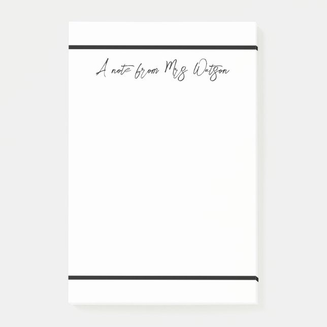 Post-it® une note d'ajouter nom de professeur simple bordur (Devant)