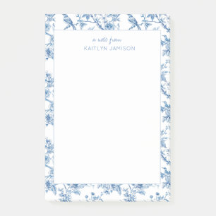 Post-it® Une note de Note florale de chinoiserie bleue