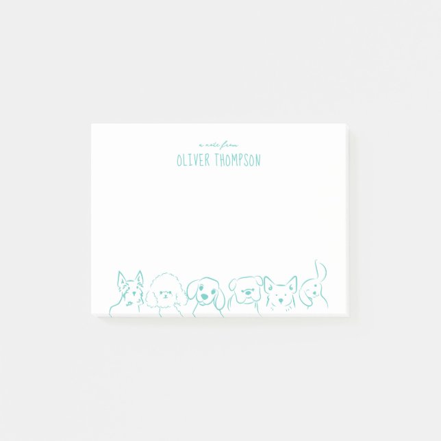 Post-it® Une note de Teal de l'animal de chien mignon Notes (Devant)