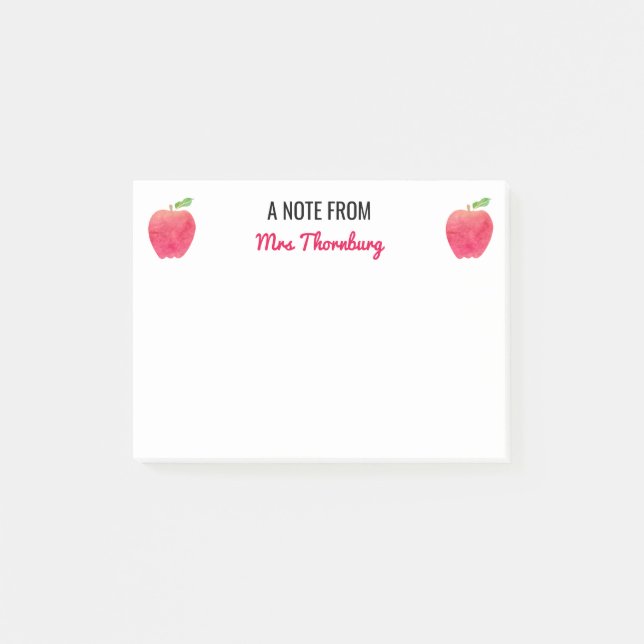 Post-it® Une note des pommes rouges de professeur mignonnes (Devant)