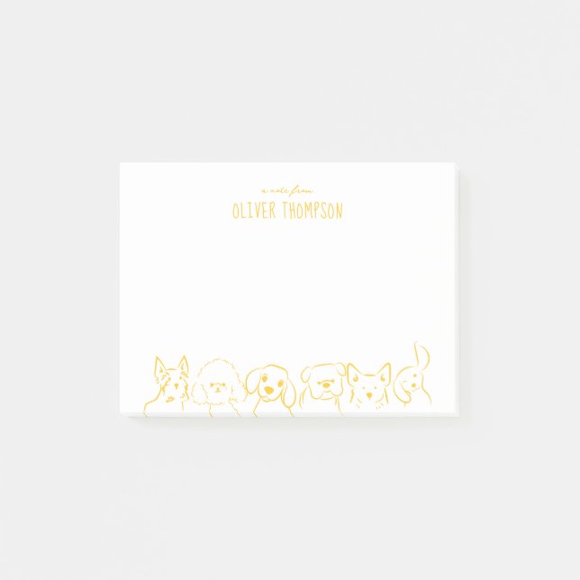 Post-it® Une note jaune de notes de croquis d'animal de chi (Devant)