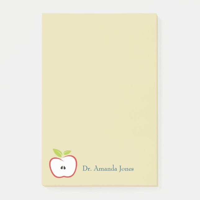 Post-it® Une pomme aux contours rouges et aux feuilles vert (Devant)