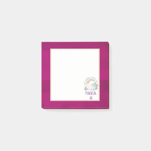 Post-it® Unicorn humoristique magique AF sur Motif rouge pi