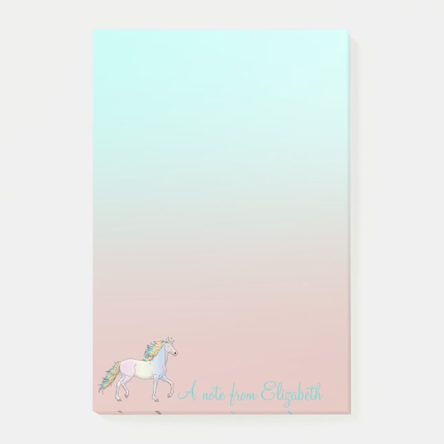 Post-it® Unicorne Arc En Ciel Magique, Ombre - Personnalisé (Devant)