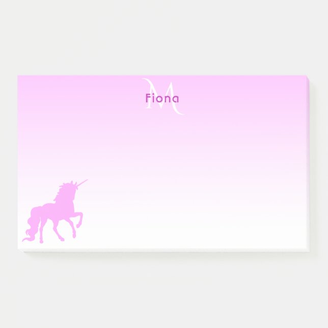 Post-it® Unicorne rose blanc nom monogramme (Devant)