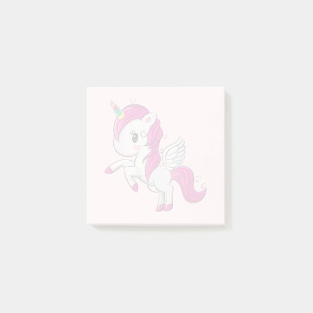 Post-it® Unicorne rose mignonne avec ailes (Devant)