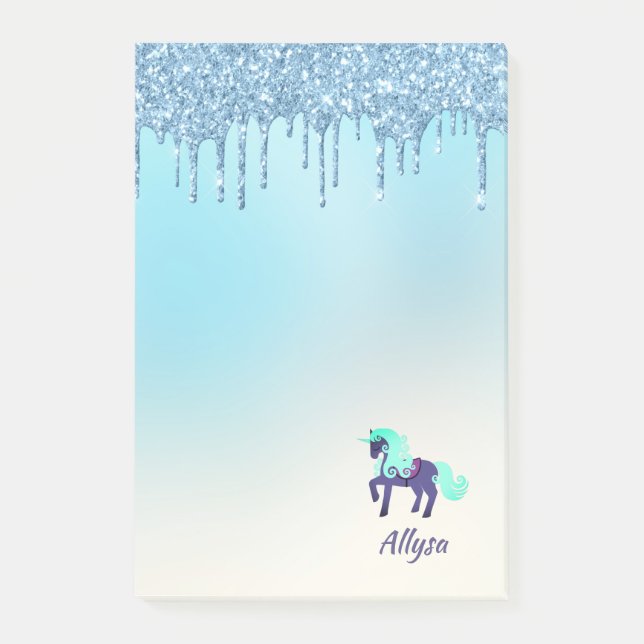 Post-it® Unicorne violette et Turquoise avec Parties scinti (Devant)
