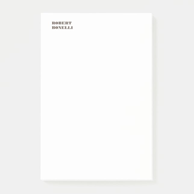 Post-it® Unique moderne noir blanc Votre nom minimaliste (Devant)