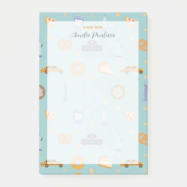 Post-it® Urbain NYC Icons Motif Turquoise Vert Nom (Devant)