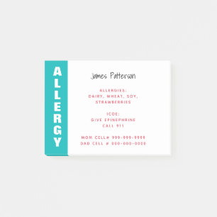 Post-it® Urgence turquoise personnalisée par alerte