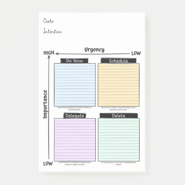 Post-it® Urgent Important, Eisenhower Matrix Post-It Notes (Devant)