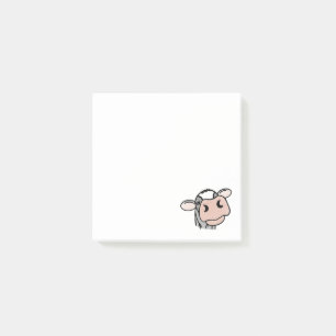 Post-it® vache de dessin animé noir blanc rose baiser gris 