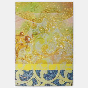 Post-it® VAGUES / Bleu Jaune brillant en étincelles d'or