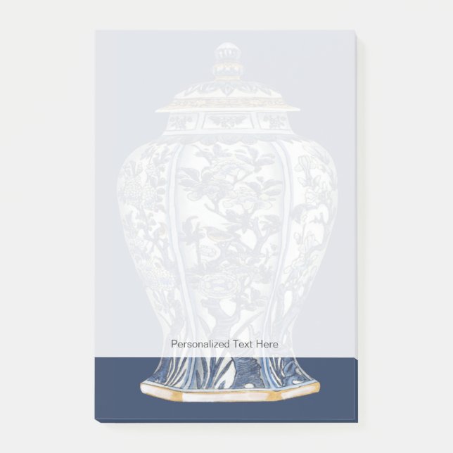 Post-it® Vase en porcelaine bleue et blanche de Vision Stud (Devant)