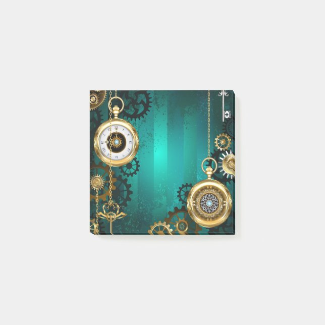 Post-it® Veille bijoux Steampunk sur un Arrière - plan vert (Devant)