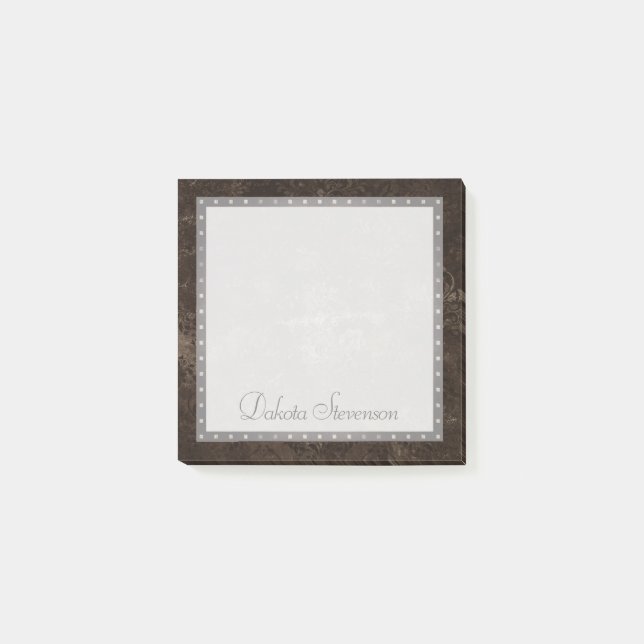 Post-it® Velvety Bronze Damask | Mocha Brown Grunge Baroque (Devant)