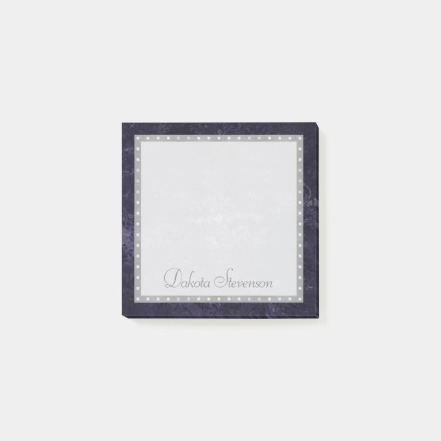 Post-it® Velvety Indigo Damask | Grunge Baroque de minuit (Devant)