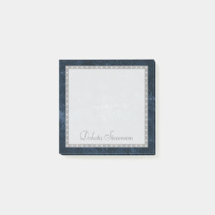 Post-it® Velvety Navy Damask   Coutume baroque bleu foncé