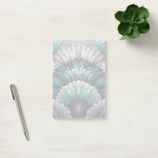 Post-it® Ventilateurs Art Nouveau bleu et argent (Bureau)