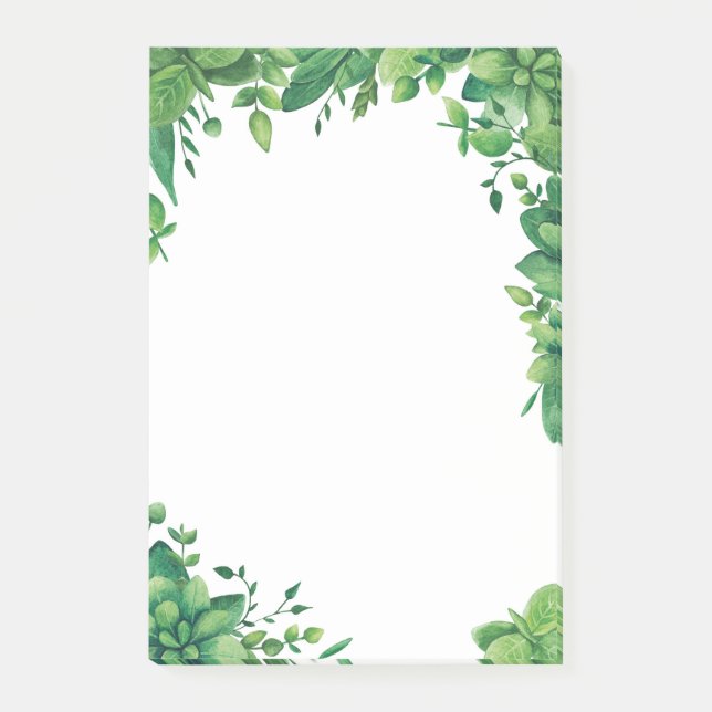 Post-it® Verdure aquarelle feuillage. Botanique verte (Devant)