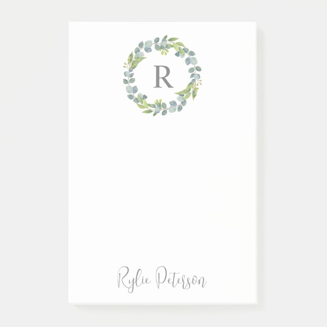 Post-it® Verdure Wreath personnalisé Monogramme post-it Not (Devant)