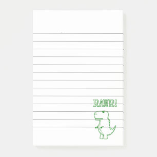Post-it® Vert en colère T Rex Dino Lined