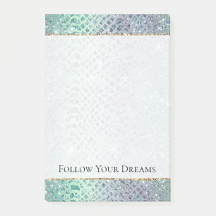 Post-it® Vert Menthe Violet Serpent Pailleté Or