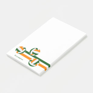 Post-it® vert orange volleyballs rayures nom du joueur
