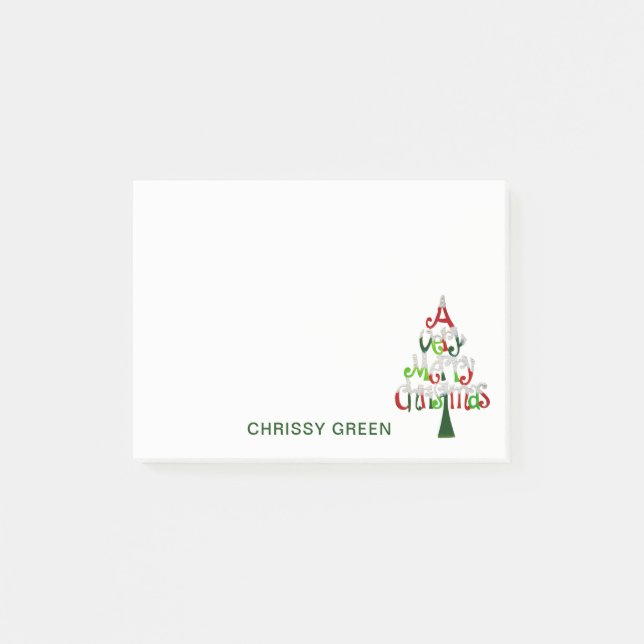 Post-it® Vert rouge fait sur commande de Joyeux Noël de (Devant)