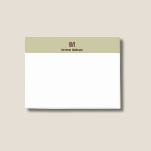 Post-it® Vert sauge chic monogramme lettre nom personnalisé