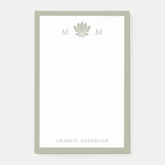 Post-it® Vert sauge poussiéreux Lotus Monogramme