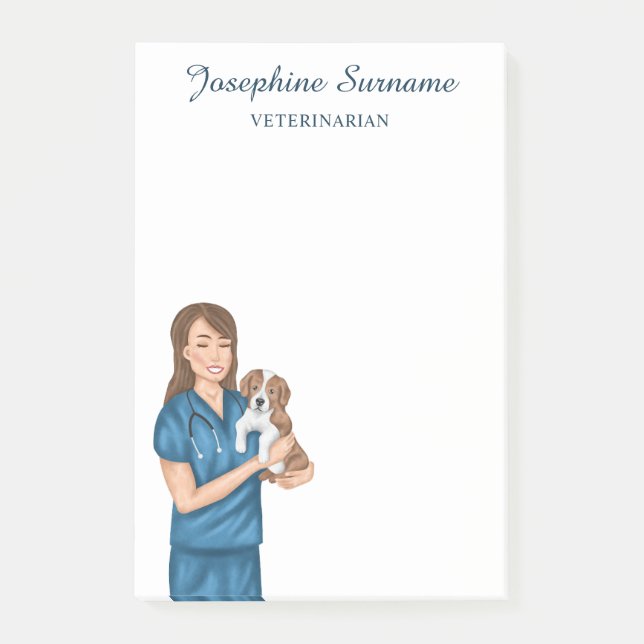 Post-it® Vétérinaire Animal Doctor Vet Femme Avec Chiot (Devant)