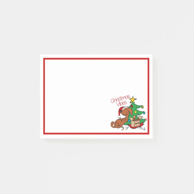 Post-it® Vibes de Noël Dachshund Dog Post-It Notes (Devant)