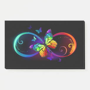 Post-it® Vibrant infinity with rainbow butterfly on black