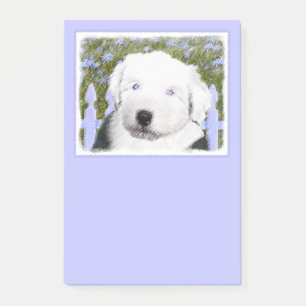 Post-it® Vieux anglais Sheepdog Puppy Peinture - Chien Art